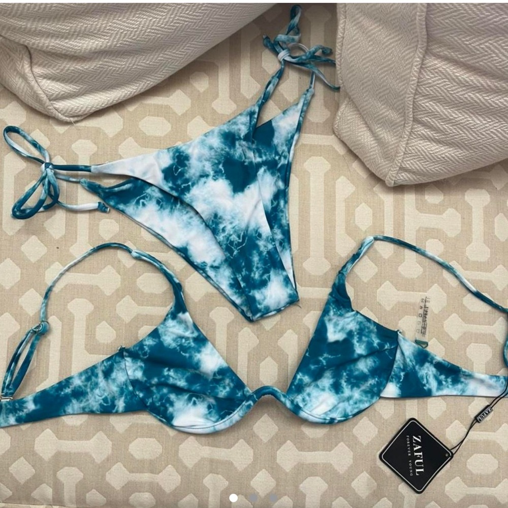 Zaful water print bikini set of 3
